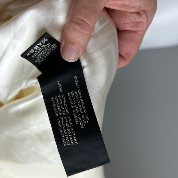 Ralph Lauren Black Label Womens Cream Ivory Ruffle Blazer Jacket Wool Size 8 - Picture 4 of 9